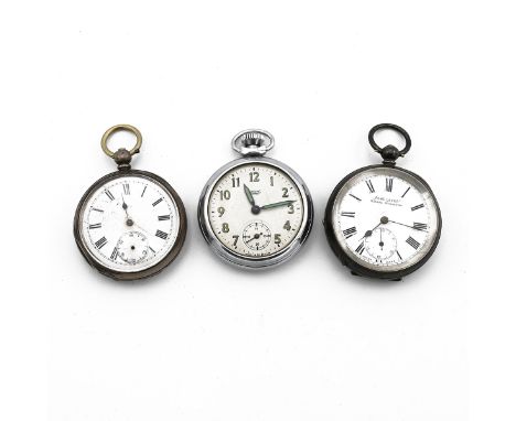 Three pocket watches the first with a dial make "ACME LEVER H SAMUEL MANCHESTER" in a case hallmarked 925, showing Birmingham