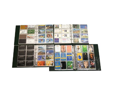 Extensive collection of vintage Telephone Cards in four albums. Approximately 830 cards from all around the world which appea