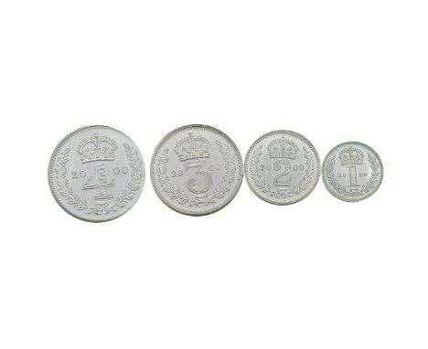 2000 Queen Elizabeth II millenium silver Maundy Money four-coin set without a box. Includes (1) 2000 Maundy silver Fourpence,