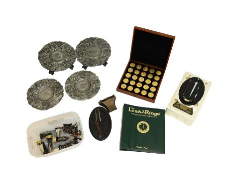 Lord Of The Rings interest - &nbsp; "The Arms Of The Fellowship" set, along with a set of NLP pewter models, "The arms of Leg