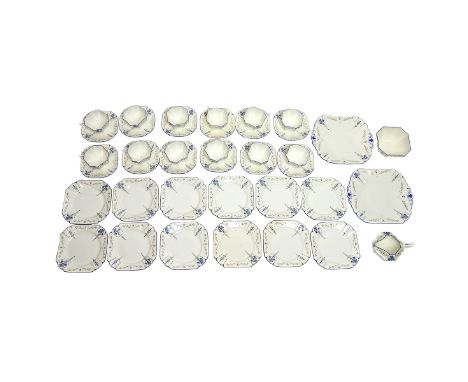 Shelley  Blue Iris pattern part tea set comprising 12 each of Cups, saucers and templates, 2 sandwich plates, jug and sugar b