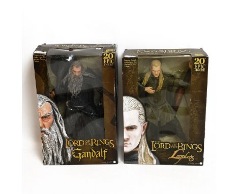 2x Boxed Toys Lord of the Rings Action Figures by Reel Toys. 20" Epic Figures Gandalf &amp; Legolas. Each approx: W 34cm, H 4