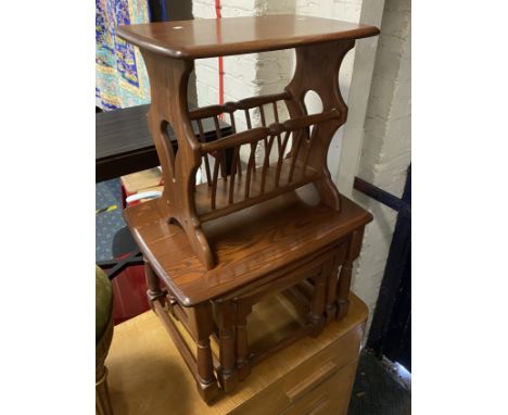 ERCOL NEST OF 3 TABLES &amp; ERCOL MAGAZINE RACK 