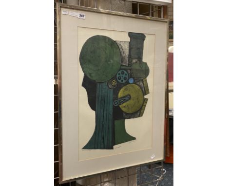 JOHN ROSS - FRAMED COLOURED ETCHING - ABSTRACT