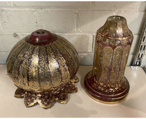 EARLY CENTREPIECE RUBY GLASS VASE A/F (NEEDS ASSEMBLING)