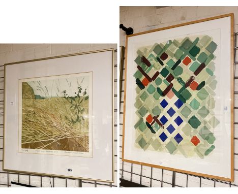 FRANCIS ST CLAIRE MILLER TRIAL PROOF PRINT - A FIELD OVER VERNON DENE- 65CMS X 65CMS - OUTER FRAME WITH A SIGNED LIMITED EDIT