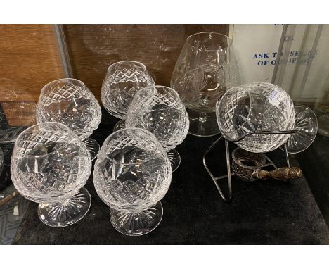 COLLECTION OF BRANDY GLASSES WITH A BRANDY WARMER