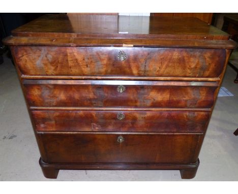 A 19th century mahogany Beidermeier 3 height chest of drawers with bracket feet