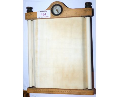 A WWI period RFC Observer's map board fitted compass to the top and clinometer to the back, with leather strap and buckle, Ho