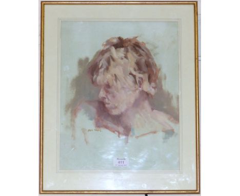 Eric Ward:  head and shoulders portrait of a young woman, gouache, 14½" x 11½"