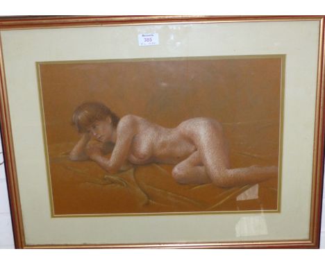 Durkin:  half-length nude portrait of a woman, signed, oil on canvas, 19" x 15", framed; Allan Cownie:  reclining nude woman,