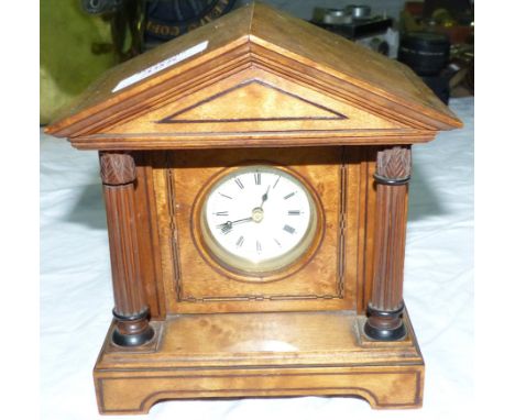 An early 20th century continental clock, burrwood architectural case, original fittings for battery light, 5½"