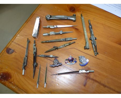 A selection of vintage drawing instruments