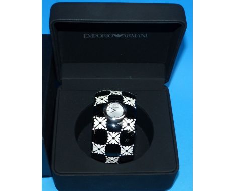 A lady's Emporio Armani bangle watch, boxed