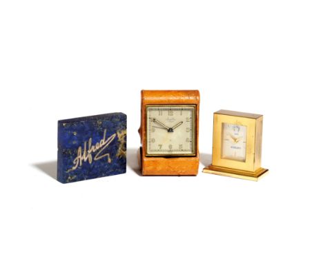 A LAPIS LAZULI AND WHITE METAL MOUNTED PAPERWEIGHT LATE 19TH CENTURY of rectangular form, inscribed 'Alfred' to the front; to