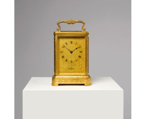 A FINE VICTORIAN GIANT GILT BRASS QUARTER STRIKING CARRIAGE CLOCK BY PAYNE &amp; CO., MID-19TH CENTURY the substantial brass 