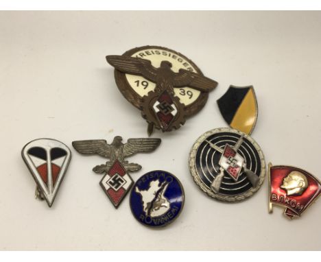A German Third Reich Kreissieger enamel badge Hitler Youth badges and others (a lot)