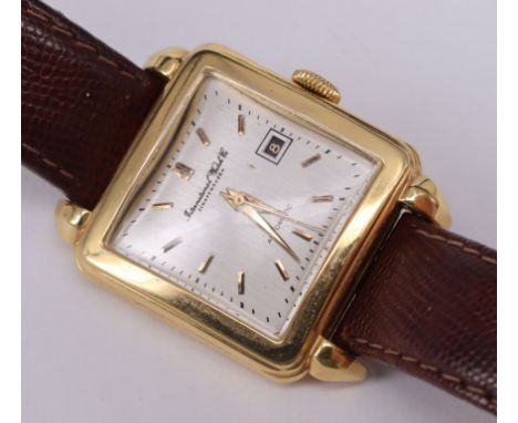 International Watch Company, IWC Schaffhausen, Schweiz, Herrenarmbanduhr, 60er Jahre, 750er Roségold, quadratische Form, ca 3