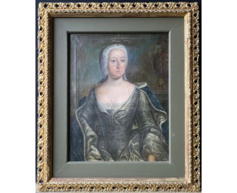 Johann Georg Ziesenis (1716 Kopenhagen - 1776 Hannover) zugeschr. Barock-Damenportrait, Halbfigurenportrait einer Dame mit au