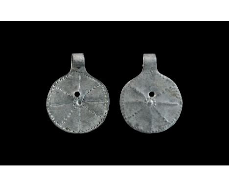 9th-11th century AD. A flat-section silver Scandinavian type pendant (also widespread in the historical Rus region), with int