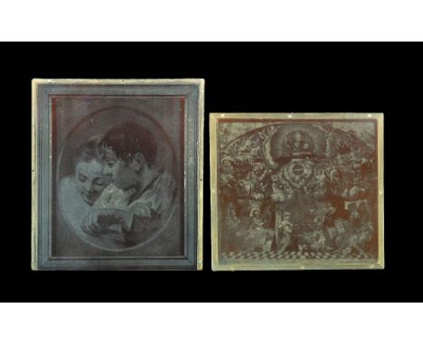 Early 20th century AD. Two etched copper printing plates mounted on hard wood blocks for use in printing the sales catalogues