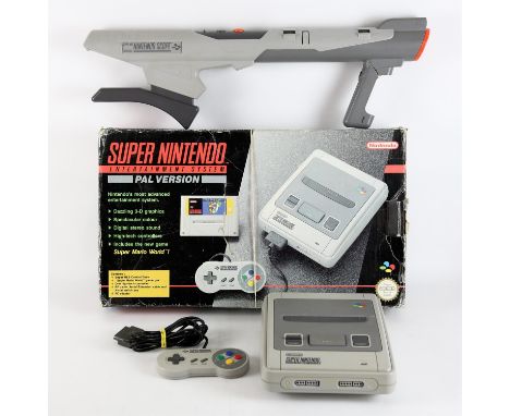 Super Nintendo (SNES) Console (PAL) w/Nintendo Scope peripheral Item is complete, boxed and in fair condition Condition Repor