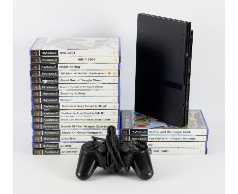PlayStation 2 (PS2) Slim Console [Black] (PAL) with games [20] and DualShock 2 Controller [Black] Games include: VIP, NHL 200