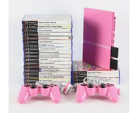 PlayStation 2 (PS2) Slim Console [Pink] (PAL) with games [22] and DualShock 2 Controllers [Pink] (x2) Games include: eJay Clu