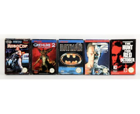 Nintendo Entertainment System (NES) Movie Tie-in bundle (PAL) [5] Includes: Batman, Robocop, Terminator 2, Gremlins 2 and The
