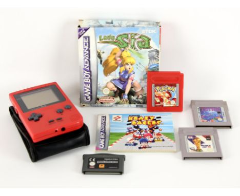 Nintendo Game Boy bundle (PAL) Includes: Game Boy Pocket [Red], Konami Krazy Racers (manual only), Lady Sia (boxed), Pokémon 
