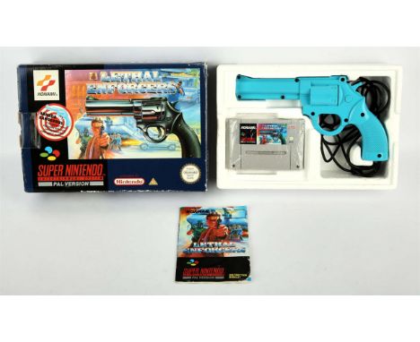 Super Nintendo (SNES) Lethal Enforcers Box Set by Konami + Light Gun (PAL) Item is complete, boxed and in good condition over