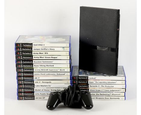 PlayStation 2 (PS2) Slim Console [Black] (PAL) with games [20] and DualShock 2 Controller [Black] Games include: Jumper Griff