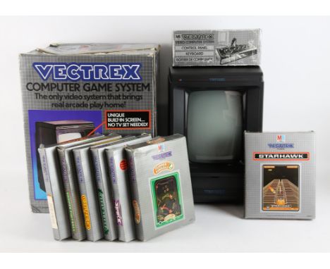 AMENDED DESCRIPTION Vectrex boxed games console, control panel accessory and 7 games Games include: Flipper Pinball, Clean Sw