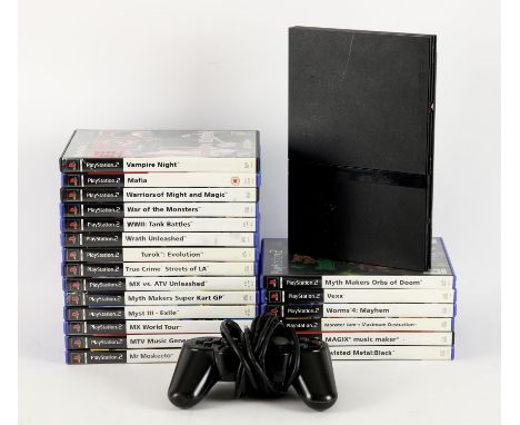 PlayStation 2 (PS2) Slim Console [Black] (PAL) with games [20] and DualShock 2 Controller [Black] Games include: Mafia, Warri