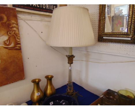 A breast glass lamp and shade, Corinthian column