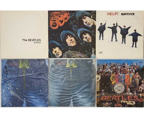 THE BEATLES/ THE ROLLING STONES - RUSSIAN PRESSED LP PACK. A mysterious selection of 10 LPs by the Beatles &amp; Stones, all 