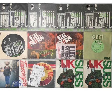 UK SUBS - 1974-1986 - 7" PACK. A collection of 25 x 7". Titles are C.I.D inc orange (x 2), red and blue, C.I.D (picture disk 