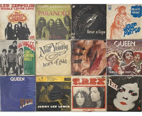 CLASSIC ROCK - 7" COLLECTION (LARGELY FRENCH/OVERSEAS PICTURE SLEEVE RELEASES). Smart collection of 50 x classic 7" largely c