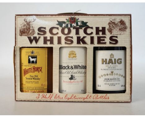 FINE SCOTCH WHISKIES PACK
A selection of blended scotch whiskies packaged in lightweight plastic bottles for export only.  WH