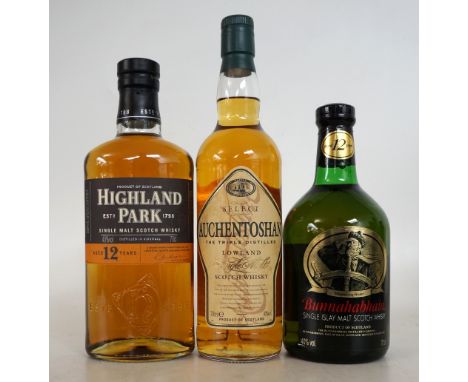 3 MALTS
A selection of 3 Single Malt Scotch Whiskies.  AUCHENTOSHAN SELECT.  700ml.  40% abv.  A non-age statement whisky rep
