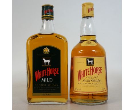 2 WHITE HORSE
2 bottles.  White Horse Mild Blended Scotch Whisky.  700ml.  40% abv.  Bottled for the Japanese market.  Level 