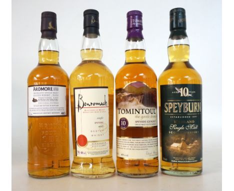 A SELECTION OF SPEYSIDE MALTS
A selection of Single Malt Scotch Whiskies from the Speyside region.  TOMINTOUL 10 YEAR OLD.  7