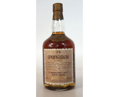 SPRINGBANK 21 YEAR OLD
A great older bottling of the Springbank 21 year old Single Malt Scotch Whisky.  70cl.  46% abv.  Old 