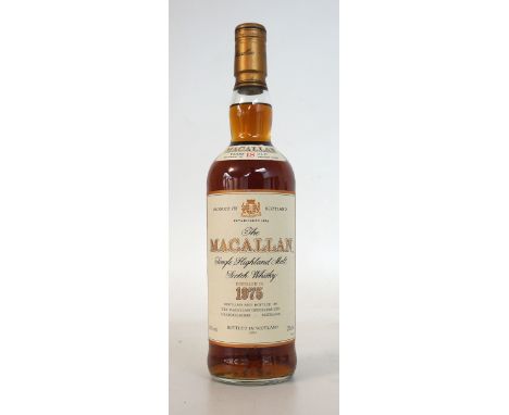 MACALLAN 18YO - 1975
A bottle of Macallan 18 year old single malt scotch whisky distilled in 1975 and bottled in 1994.  75cl.
