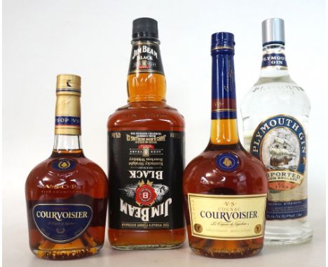 ASSORTED SPIRITS
A selection of spirits, including:  COURVOISIER V.S. COGNAC.  70cl.  40% abv.  Level mid-neck.  Excellent co