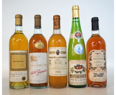 5 WHITE & ROSE WINES
A selection of wines including:  DOMAINE MASSAMIER 1993 Vin de Pays des Coteaux de Peyriac.  75cl.  11.5