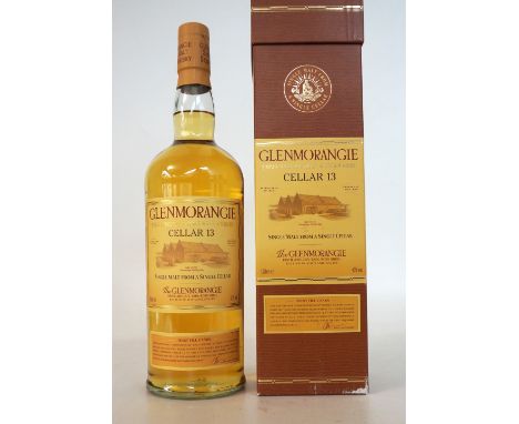 GLENMORANGIE CELLAR 13
A litre bottle of the 10 year old Glenmorangie Single Malt Scotch Whisky matured in the Cellar 13 dunn