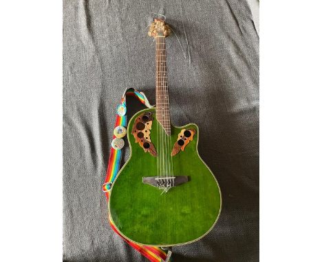 Green Ovation celebrity acoustic electric guitar&nbsp; Tanglewood Odysey Autumn Leaf detail, brass tuning keys and rainbow st