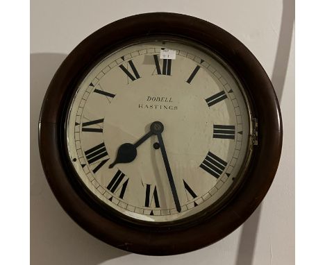 13. Dobell of Hastings English fusee dial clock with 8 day single train movement. The back plate stamped Tame side serial 197