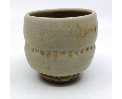 A Mike Dodd (born 1943). Stoneware small yunomi (tea cup).  With an Impressed mark indistinct.  stands 9 cm tall and 9 cm acr